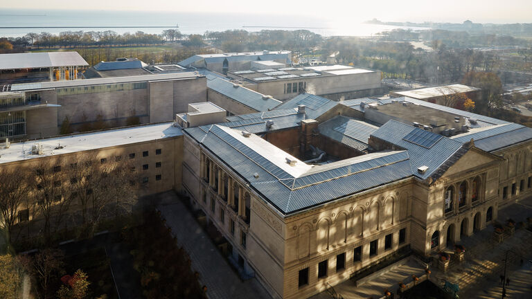 Aerial view of the Art Institute of Chicago